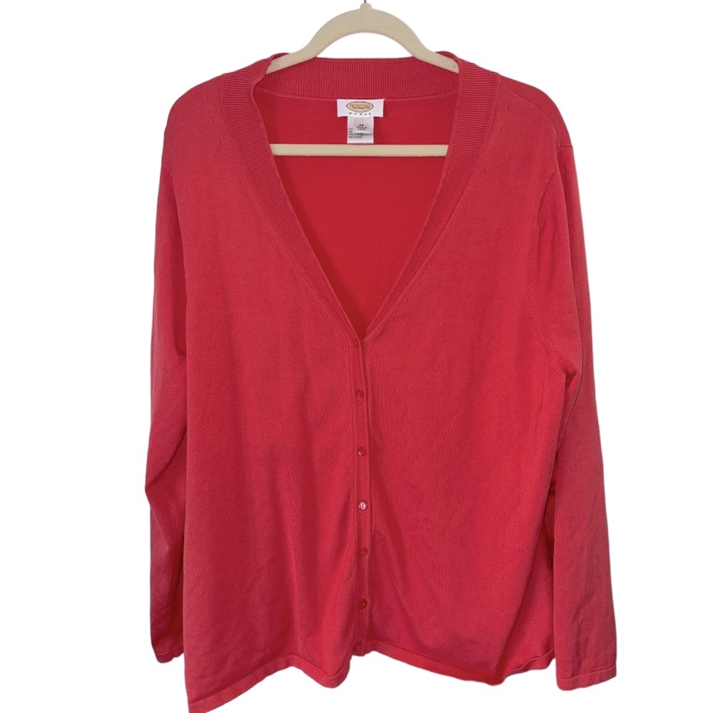 Talbots Coral Silk Blend Button Front Cardigan Sweater 2X‎